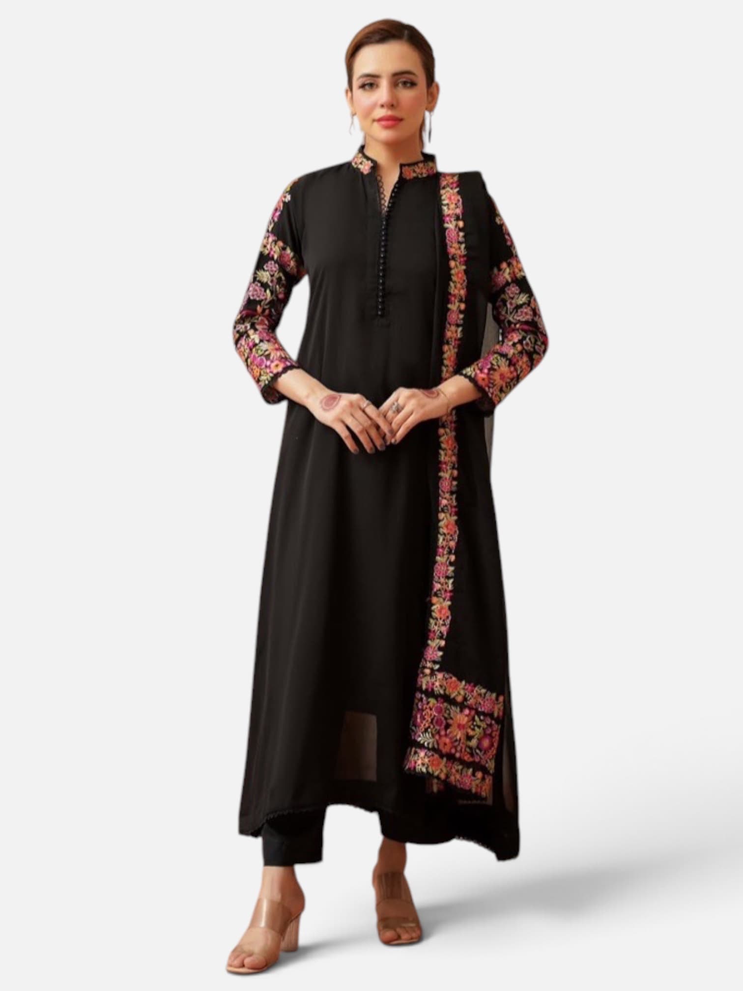 3-Piece Chiffon Embroidered Ready-Made Suit