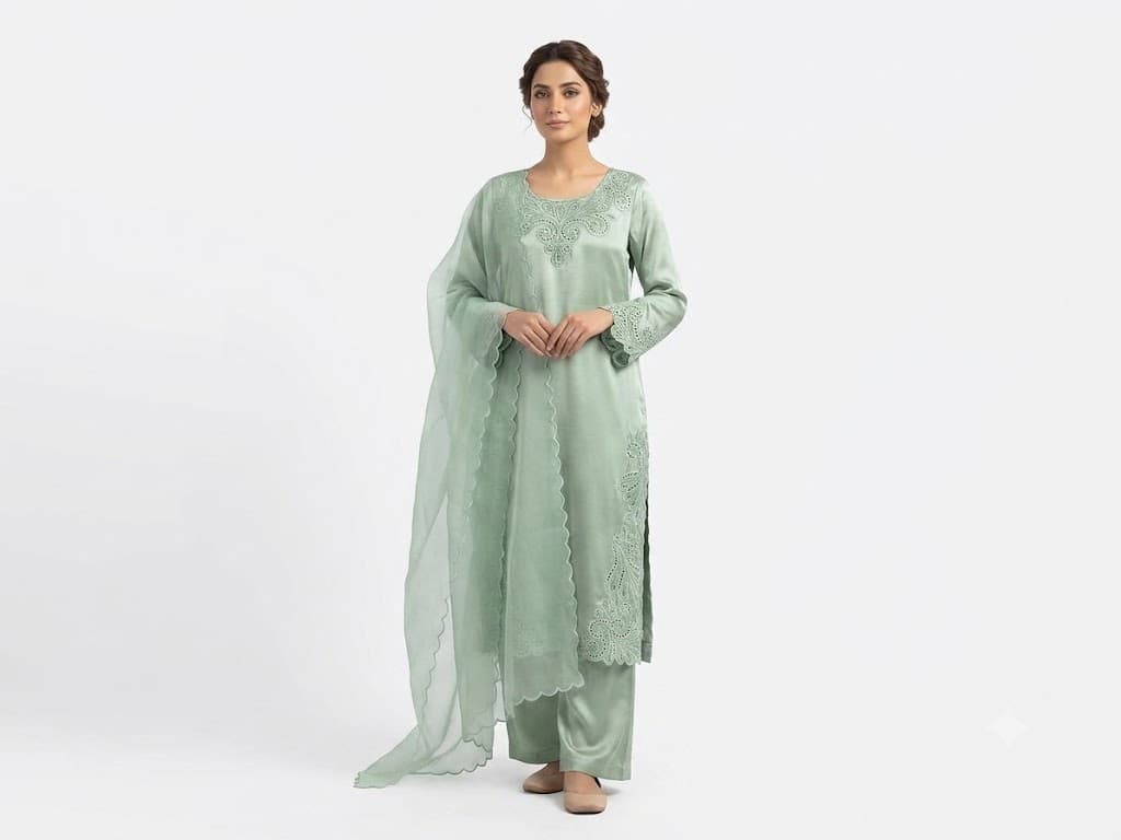 3-Piece Ready-Made Embroidered Kaftan Suit