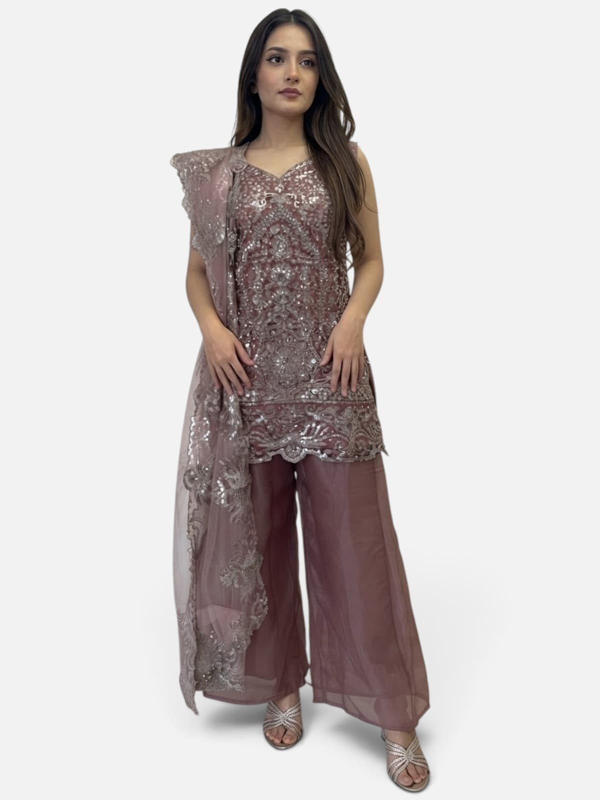 3-Piece Ready-Made Embroidered Suit