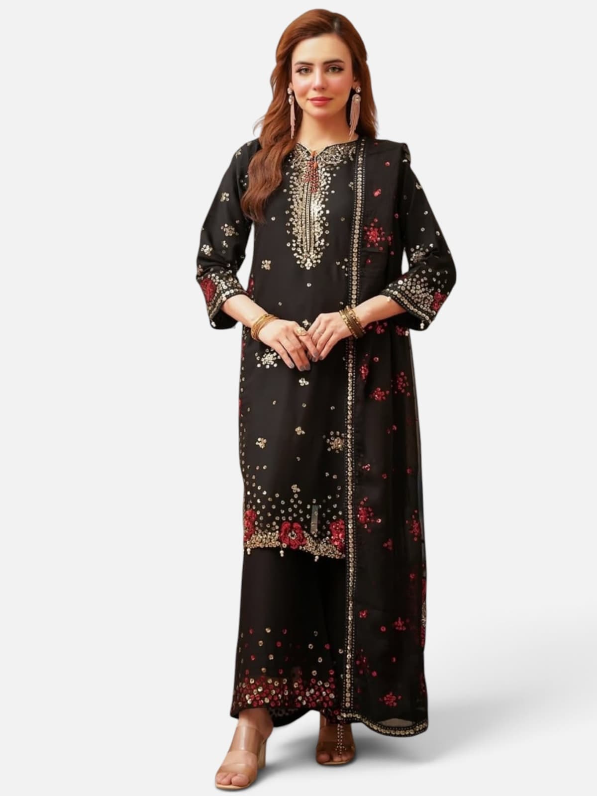 Embroidered Chiffon Kurta Set