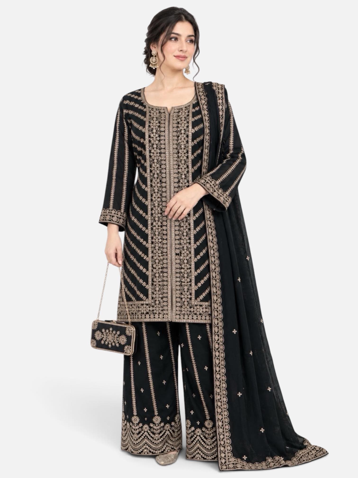 Premium Heavy Georgette Embroidered 3-Piece Fully Stitched Suit